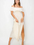Off-Shoulder Ivory Slit Maxi Dress