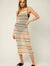 Multicolor Striped Spaghetti Strap Knit Midi Dress
