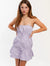 Light Purple Strapless Ruched Waist Mini Dress