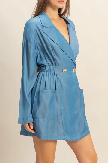 Blazer Style Double-Breasted Long Sleeve Mini Dress