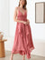 Rose Pink Spaghetti Strap Asymmetrical Hem Maxi Dress