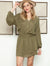 Loose Fit V-Neck Long Sleeve Shirt Dress
