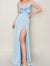 Silky Spaghetti Strap Slit Evening Maxi Dress