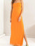 Orange Strapless Slit Maxi Dress