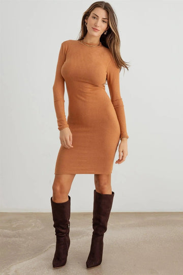 Turtleneck Long Sleeve Bodycon Knit Dress