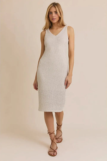 V-Neck Sleeveless Bodycon Midi Dress
