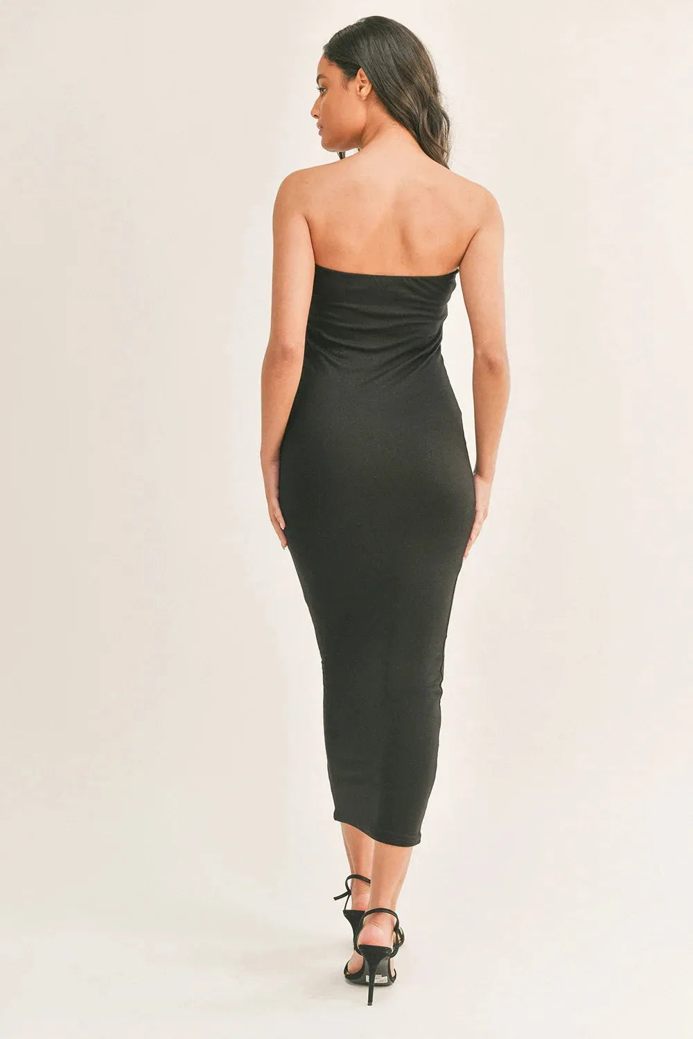 Solid Color Strapless Bodycon Maxi Dress