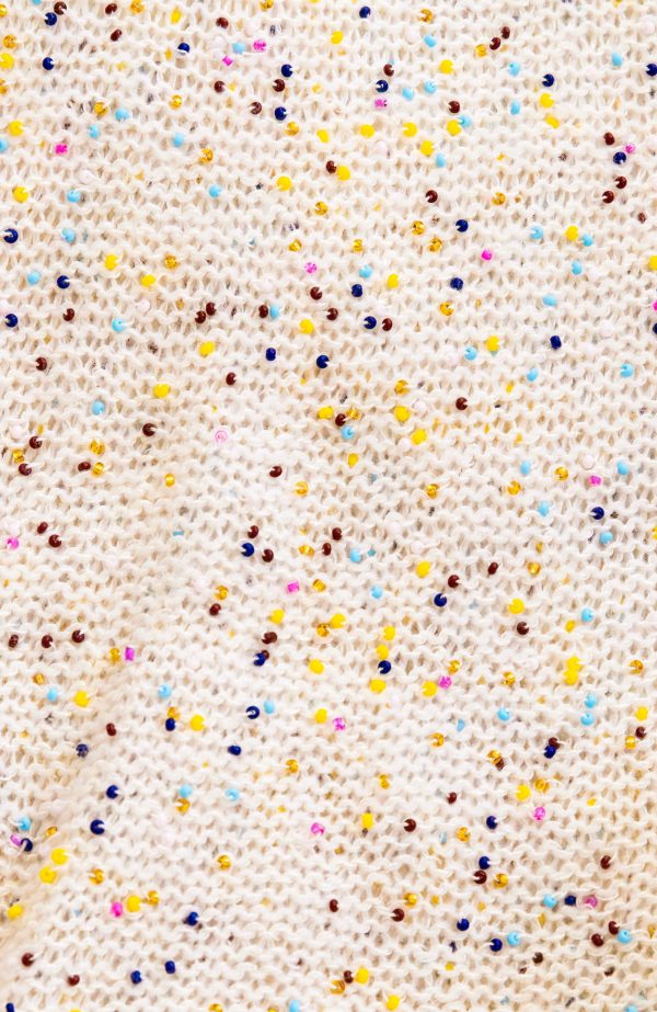 Hetty Knit Mini Dress in Ivory Multi Beaded Cashmere - Image 4