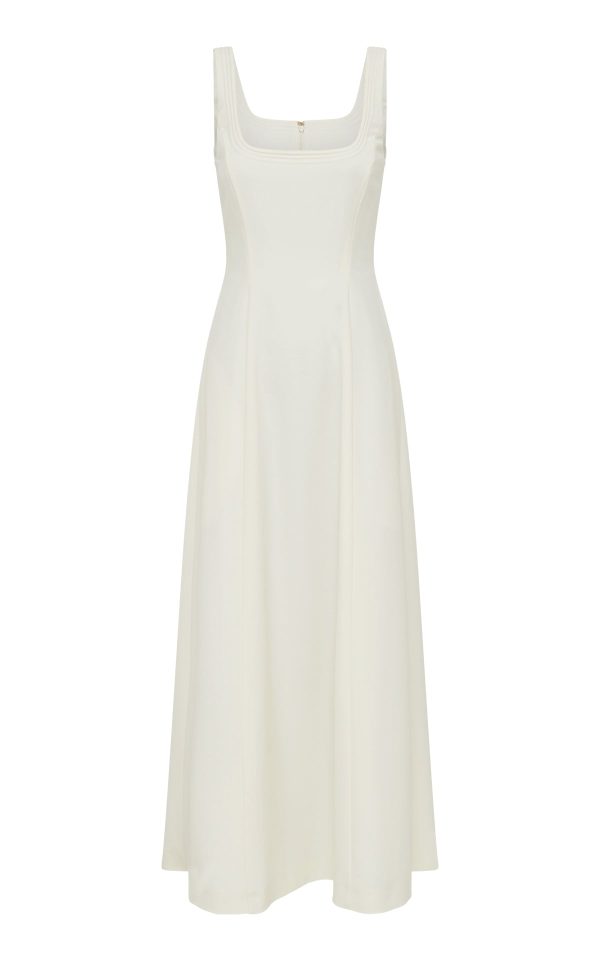 Adaline Midi Dress in Ivory Soft Wool - Image 1