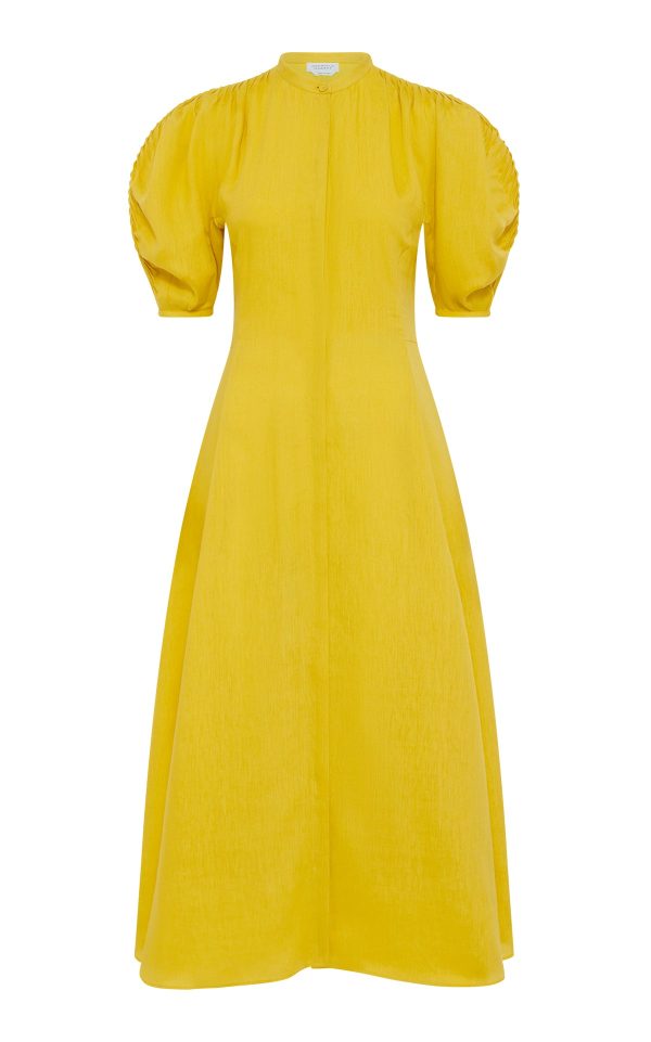 Arabella Shirtdress in Goldenrod Aloe Linen - Image 1