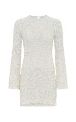 Hetty Knit Mini Dress in Ivory Multi Beaded Cashmere
