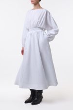 Ahmose Maxi Dress in White Aloe Linen - Image 4