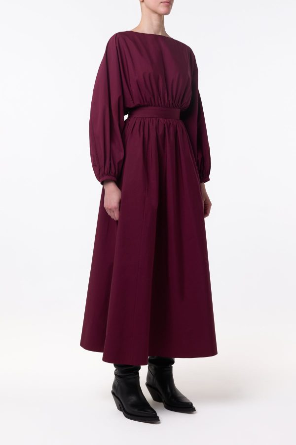 Ahmose Maxi Dress in Bordeaux Sea Island Cotton - Image 4