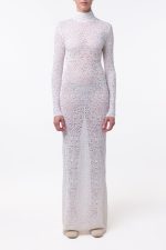Lethe Pointelle Knit Maxi Dress in Ivory Virgin Wool Silk - Image 3