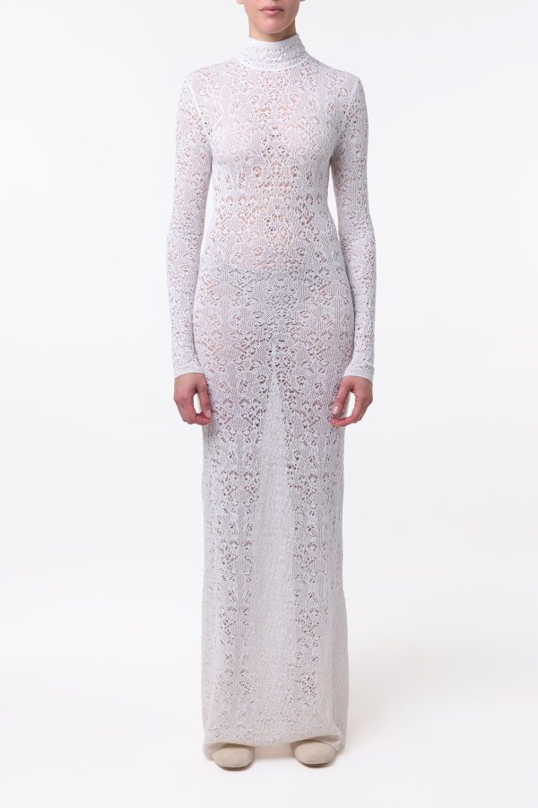 Lethe Pointelle Knit Maxi Dress in Ivory Virgin Wool Silk - Image 3