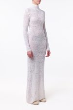 Lethe Pointelle Knit Maxi Dress in Ivory Virgin Wool Silk - Image 4