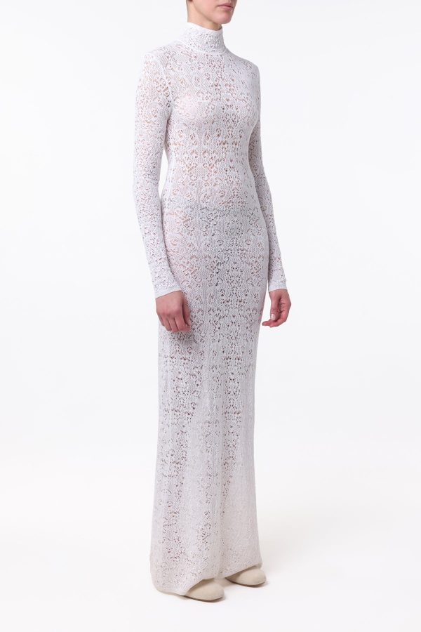 Lethe Pointelle Knit Maxi Dress in Ivory Virgin Wool Silk - Image 4