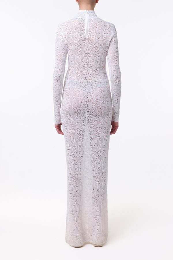 Lethe Pointelle Knit Maxi Dress in Ivory Virgin Wool Silk - Image 5