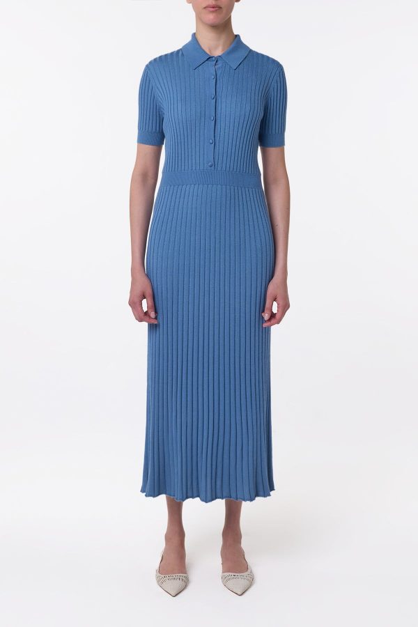 Amor Knit Midi Dress in Sky Cashmere Silk - Image 2