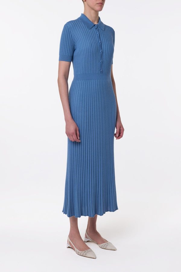 Amor Knit Midi Dress in Sky Cashmere Silk - Image 3