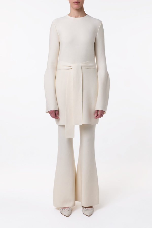 Tenas Knit Mini Dress in Ivory Merino Wool Cashmere - Image 3