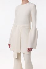 Tenas Knit Mini Dress in Ivory Merino Wool Cashmere - Image 2