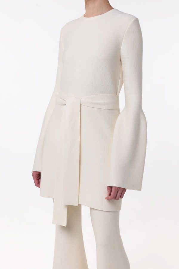 Tenas Knit Mini Dress in Ivory Merino Wool Cashmere - Image 2