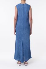 Carling Maxi Dress in Sky Plisse Silk - Image 4