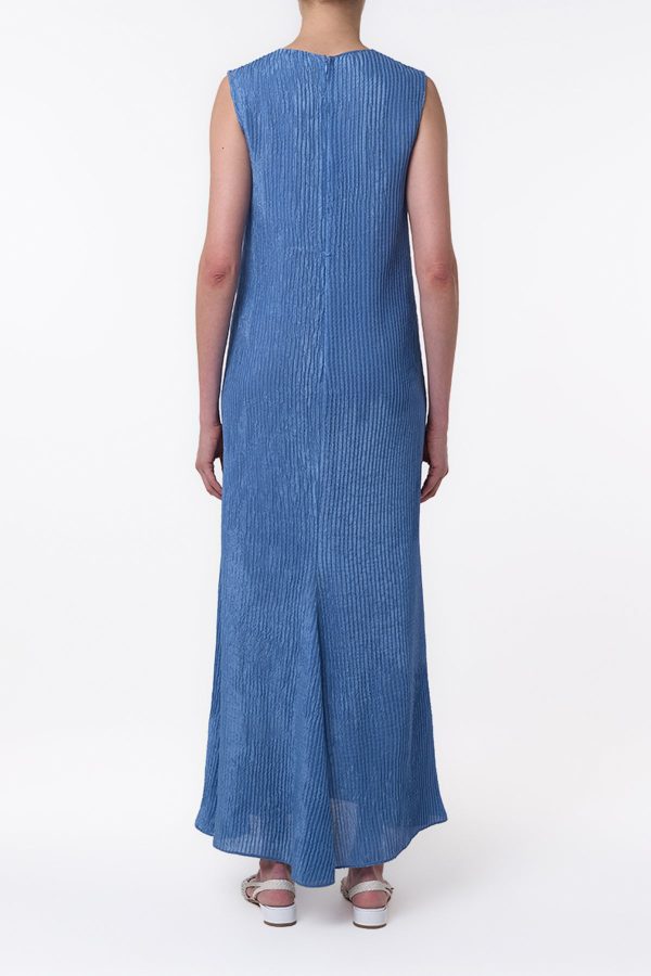 Carling Maxi Dress in Sky Plisse Silk - Image 4