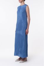 Carling Maxi Dress in Sky Plisse Silk - Image 3