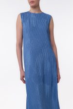 Carling Maxi Dress in Sky Plisse Silk - Image 5