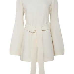 Shandon Tunic in Ivory Double Face Wool Crepe