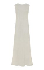 Carling Maxi Dress in Ivory Plisse Silk
