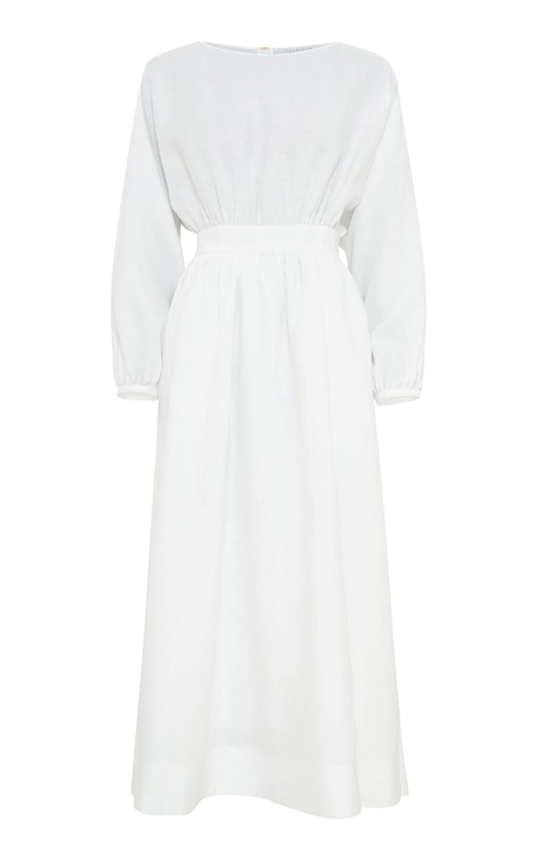 Ahmose Maxi Dress in White Aloe Linen - Image 1