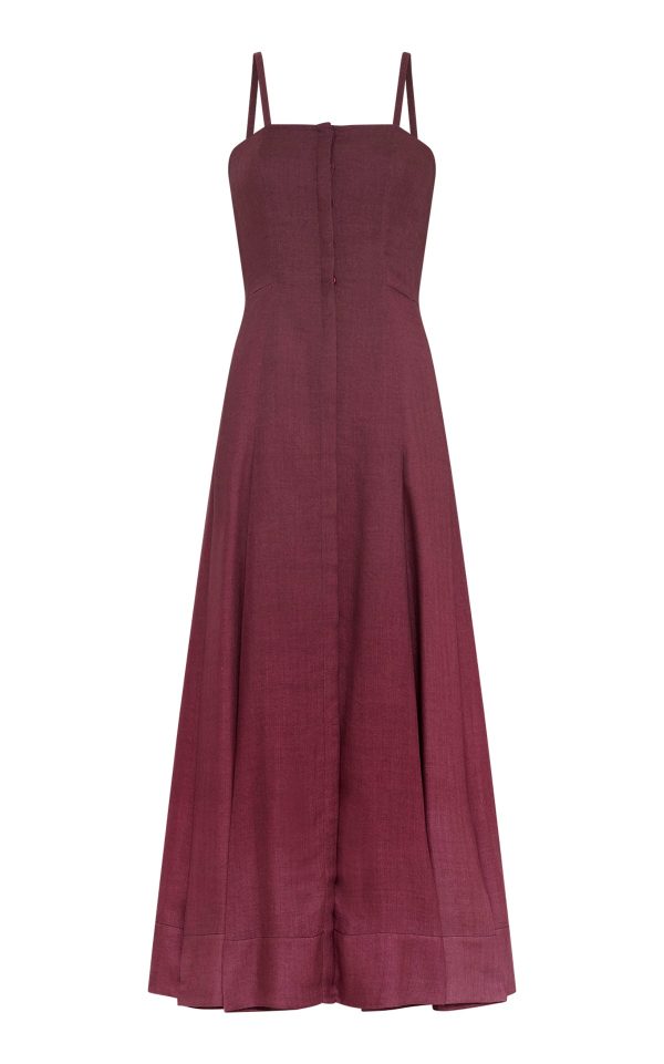 Magritte Maxi Dress in Bordeaux Cashmere Silk - Image 1