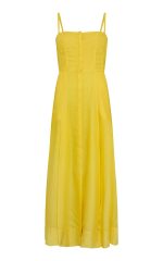 Magritte Maxi Dress in Cadmium Yellow Cashmere Silk Herringbone