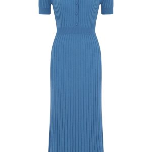 Amor Knit Midi Dress in Sky Cashmere Silk
