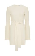 Tenas Knit Mini Dress in Ivory Merino Wool Cashmere