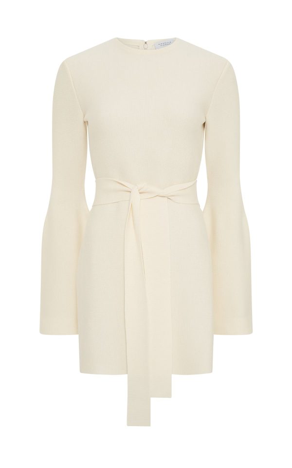 Tenas Knit Mini Dress in Ivory Merino Wool Cashmere - Image 1