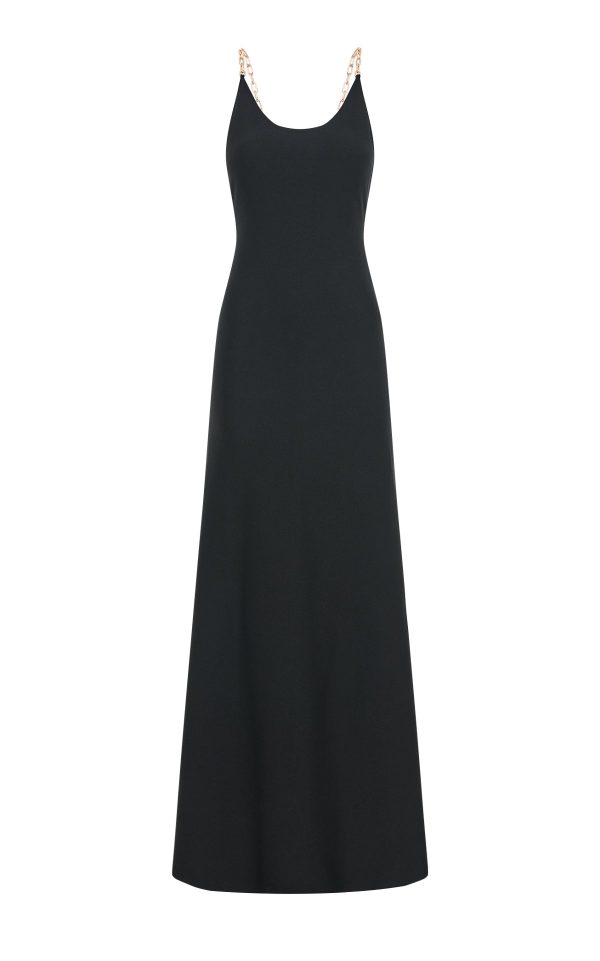 Adeona Chain Maxi Dress in Black Silk - Image 1