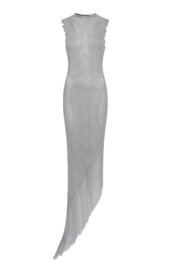 Mitus Chainmail Midi Dress in Silver Steel - Image 1