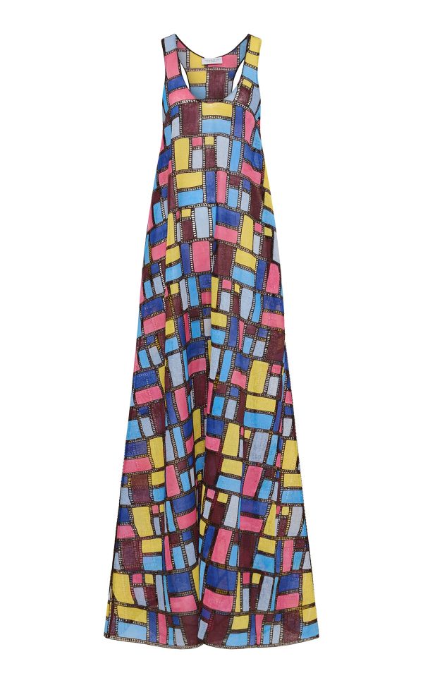 Niki Patchwork Embroidered Maxi Dress in Aurora Multi Linen - Image 1