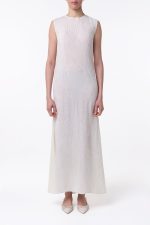 Carling Maxi Dress in Ivory Plisse Silk - Image 2