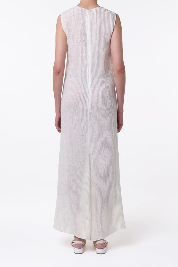 Carling Maxi Dress in Ivory Plisse Silk - Image 4