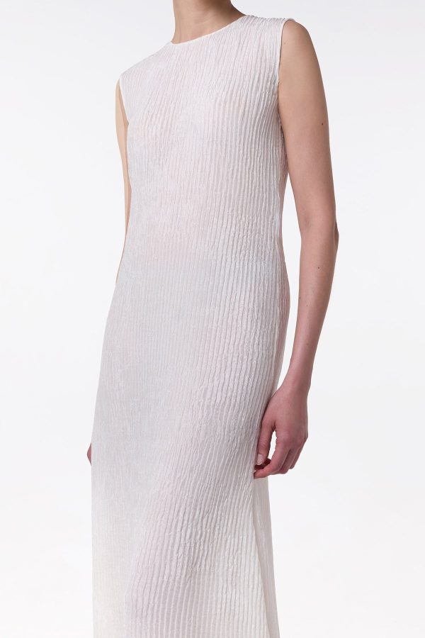 Carling Maxi Dress in Ivory Plisse Silk - Image 5