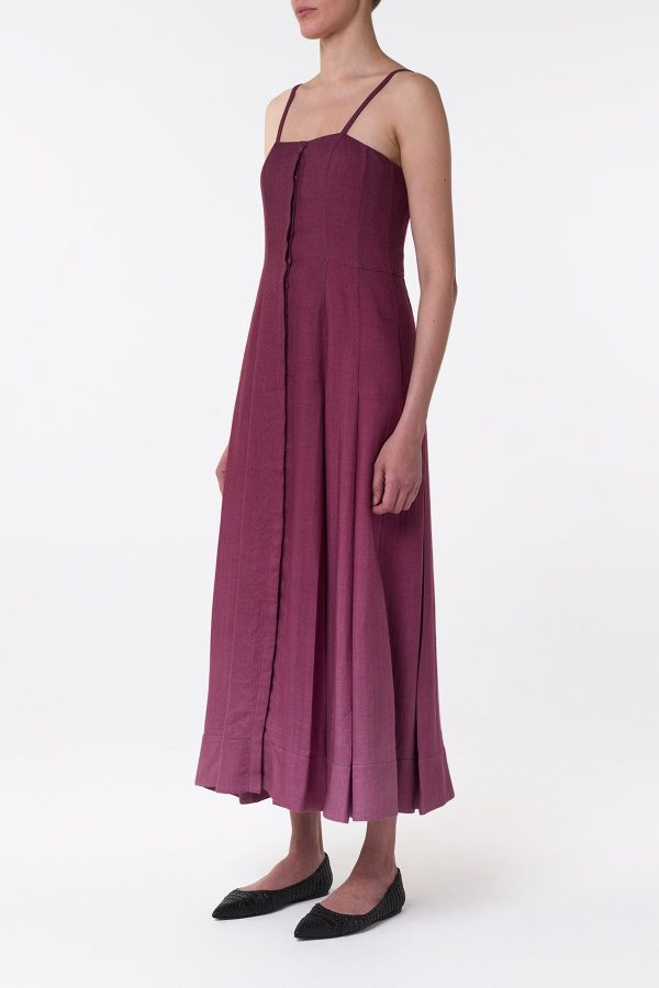 Magritte Maxi Dress in Bordeaux Cashmere Silk - Image 3