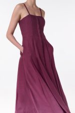 Magritte Maxi Dress in Bordeaux Cashmere Silk - Image 5