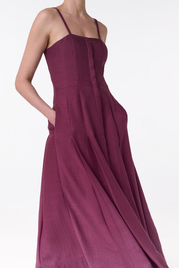 Magritte Maxi Dress in Bordeaux Cashmere Silk - Image 5