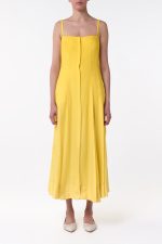Magritte Maxi Dress in Cadmium Yellow Cashmere Silk Herringbone - Image 2
