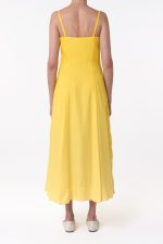 Magritte Maxi Dress in Cadmium Yellow Cashmere Silk Herringbone - Image 4